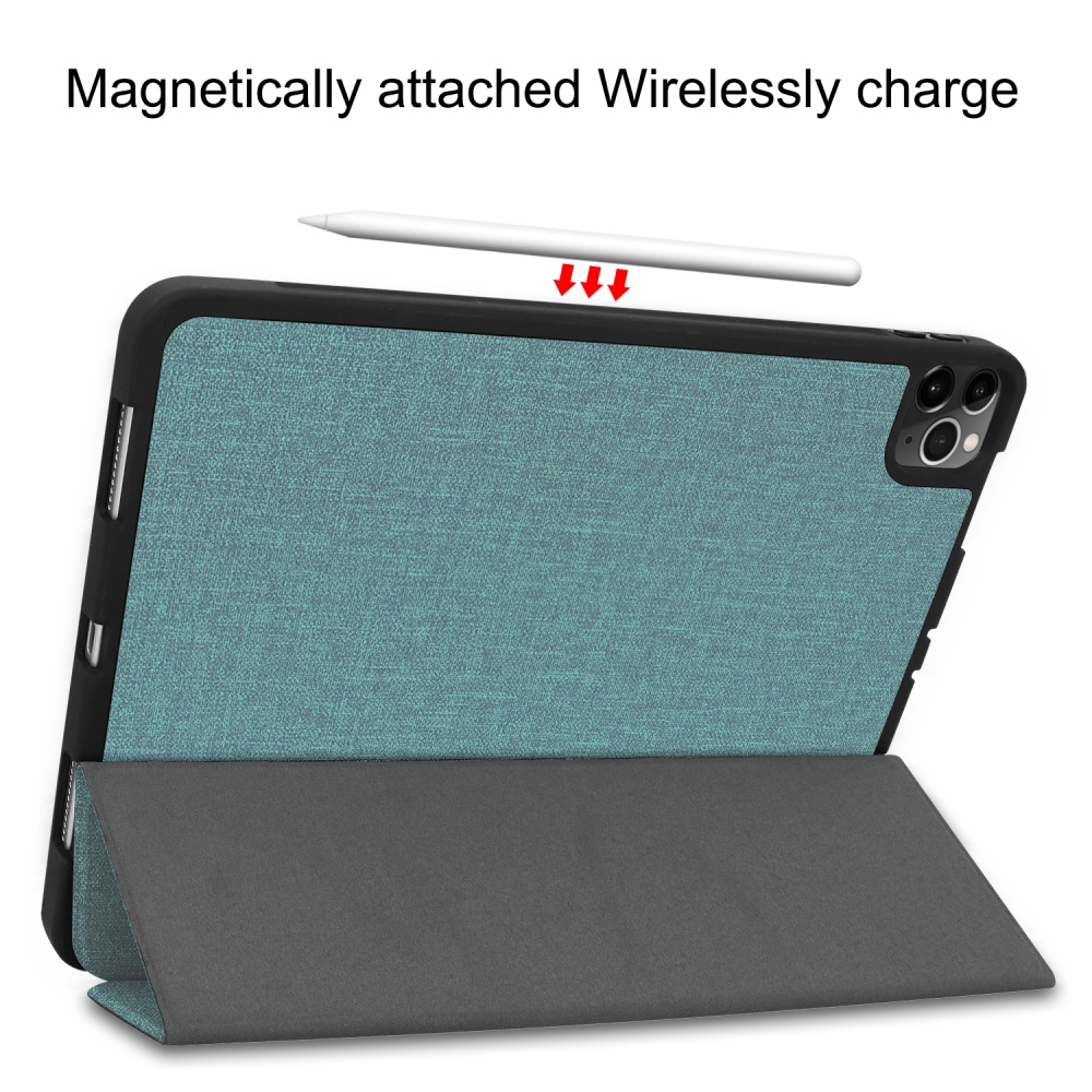 11 inch Foldable TPU Protective Shell Tablet Cover Case Shatter-resistant with Pen Slot for iPadPro Cyan - Image 3