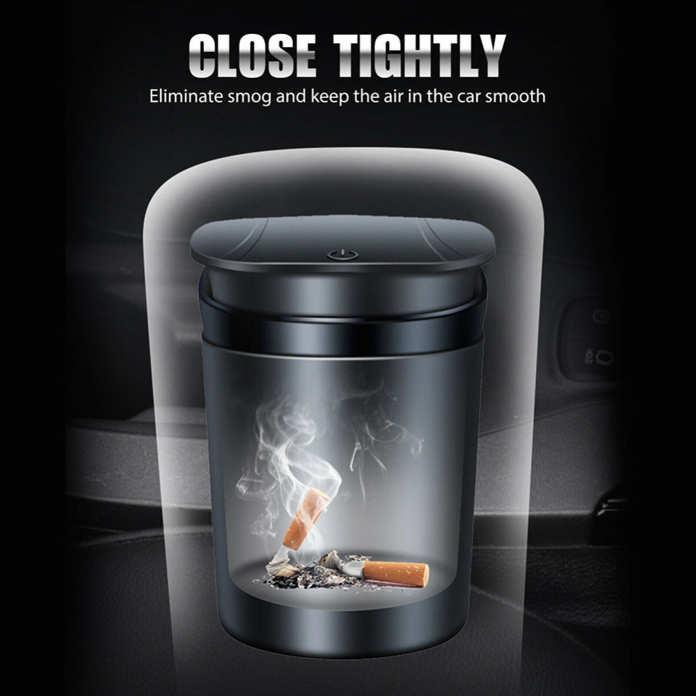 Portable Car Ashtrays Cigarette Lighter Automatic Lighting Light Detachable Garbage Cans black - Image 2