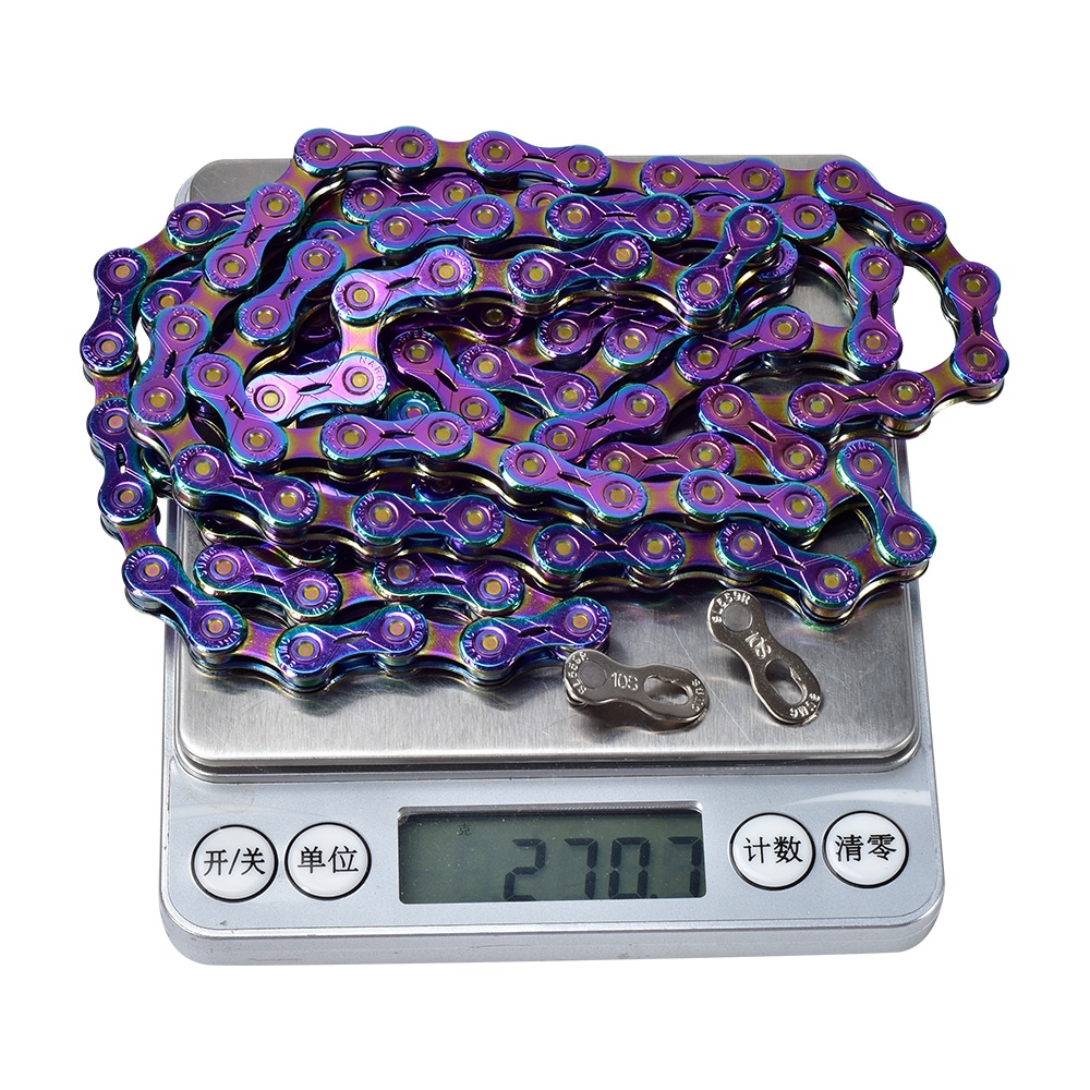 Bicycle Chain SUMC 10S 11S 12S Chains Mountain MTB Semi-Hollow Rainbow Boxed 10 speed crossing color half hollow / strip_Half-hollow - Image 3