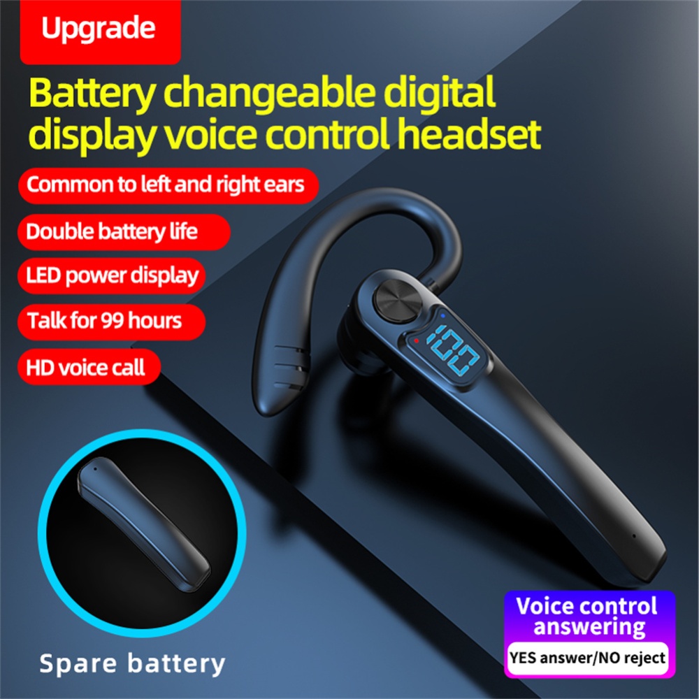 X7 Bluetooth Headset With Replaceable Battery Power Display Voice Control Driving Business Earphone - Image 2