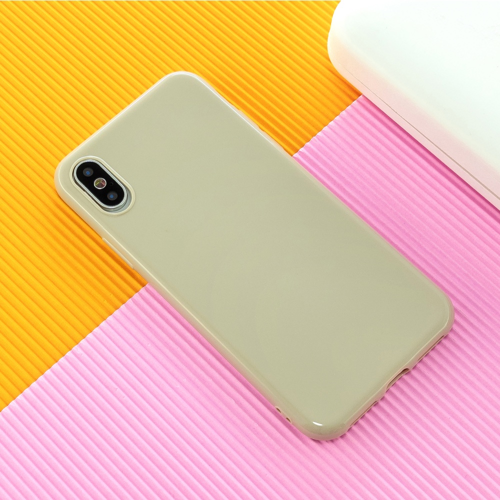 For iPhone X/XS/XS Max/XR Cellphone Cover Slim Fit Bumper Protective Case Glossy TPU Mobile Phone Shell Milk tea - Image 3