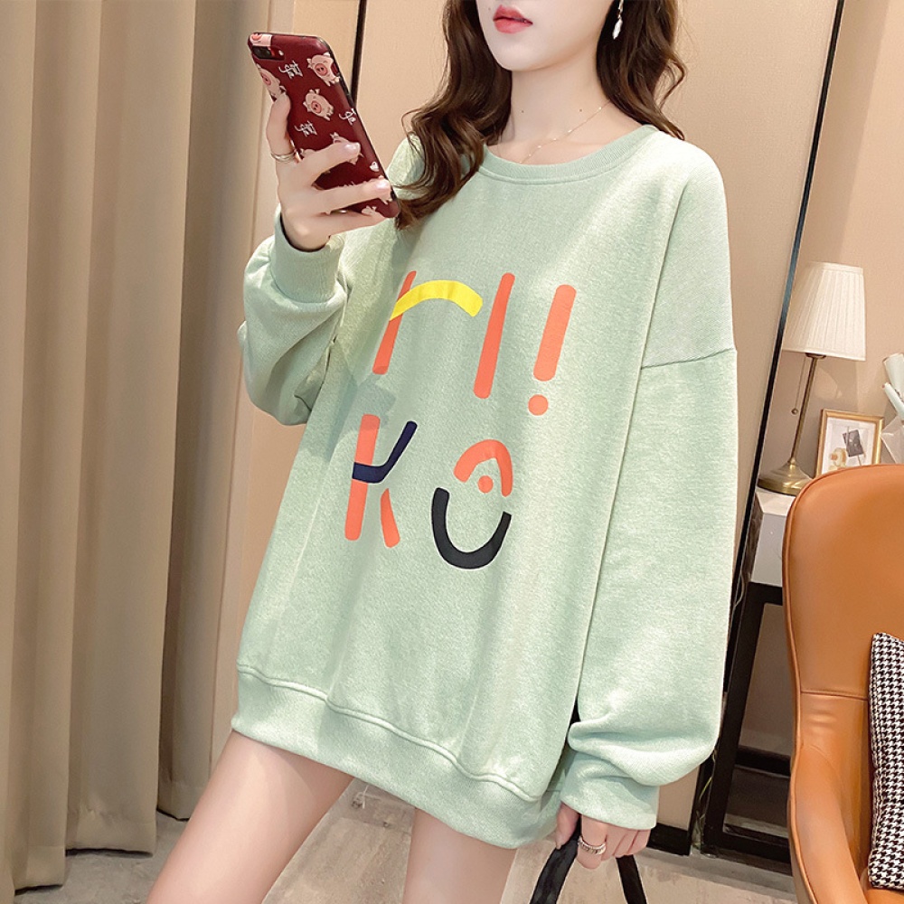 Women's Hoodie Spring and Autumn Thin Loose Pullover Long-sleeve Hooded Sweater Green_M - Image 2