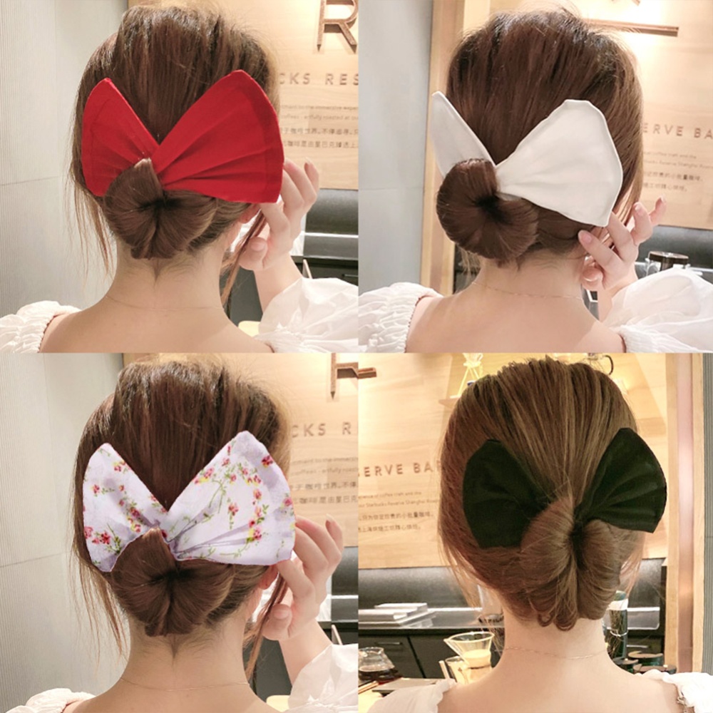 Deft Bun Hair Maker Elastic Bands Classy Multicolor Cloth Magic Clip Fashion Flexible Reusable Orange green leaves - Image 2