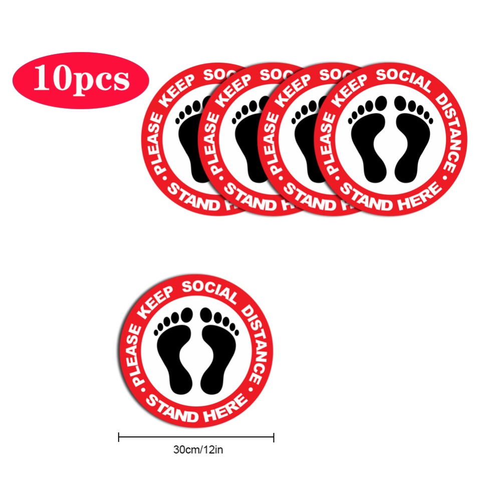 5pcs/10pcs Social Distancing Floor Decals For Safety Notice Marker Please Keep Distance Stand Here 10pcs - Image 2