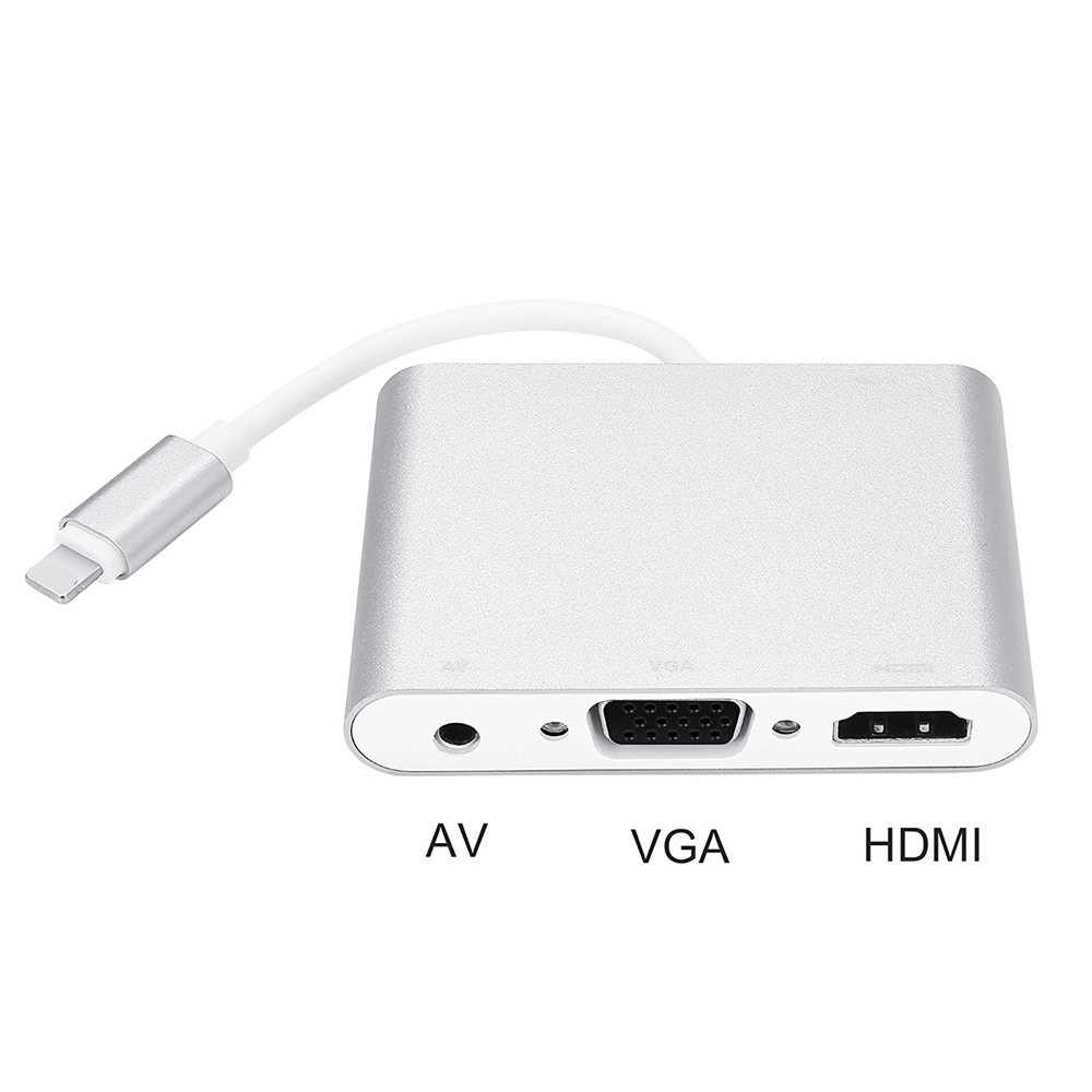 For iPhone Interface to HDMI VGA Jack Audio TV Adapter Cable for X 8 7 Plus 6 6S iPad Series Silver - Image 3