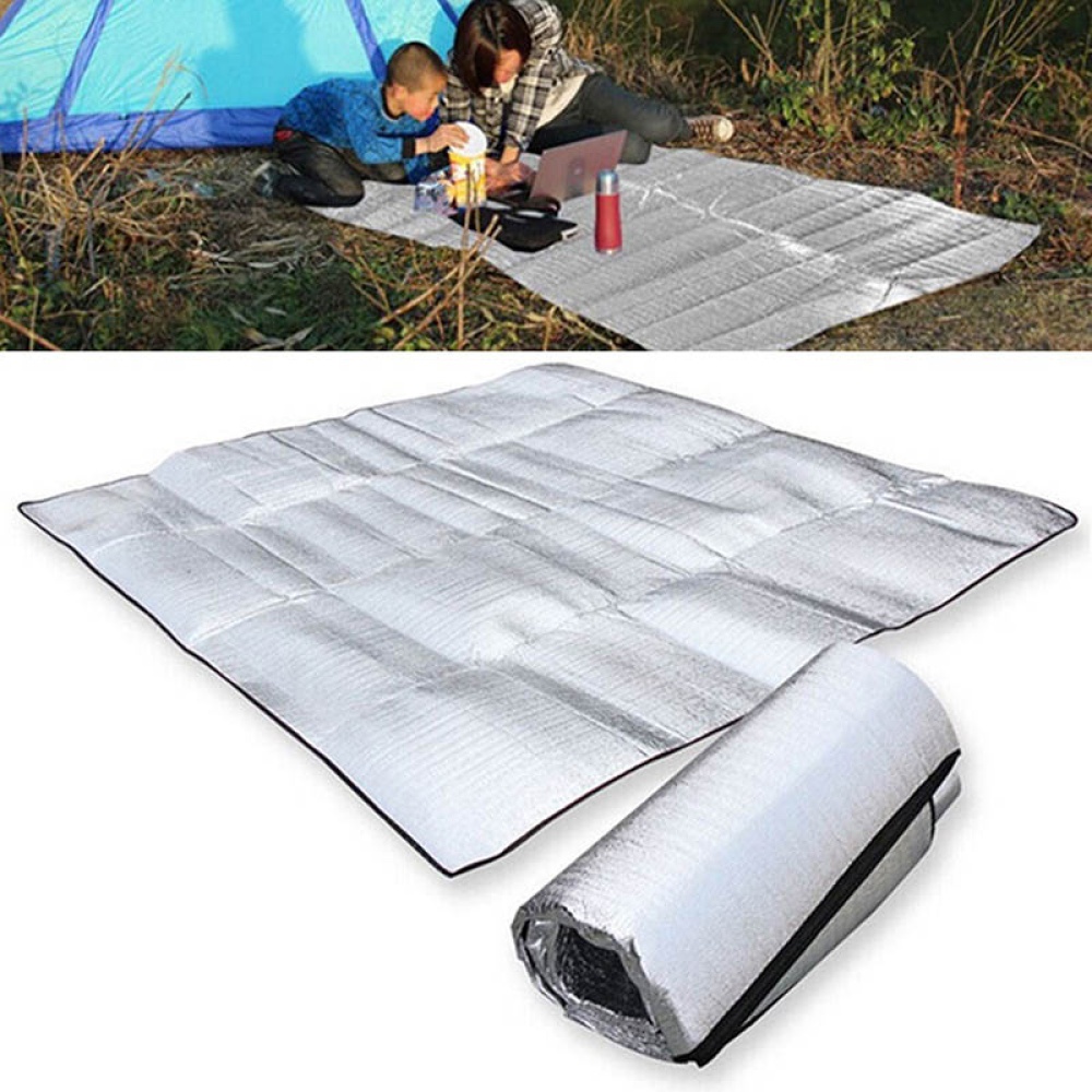 Outdoor Camping Mat Tent Ultralight Aluminum Foil Foam Dampproof Waterproof Picnic Mats Blanket 2m*1.5m*0.25 double-sided aluminum foil - Image 2