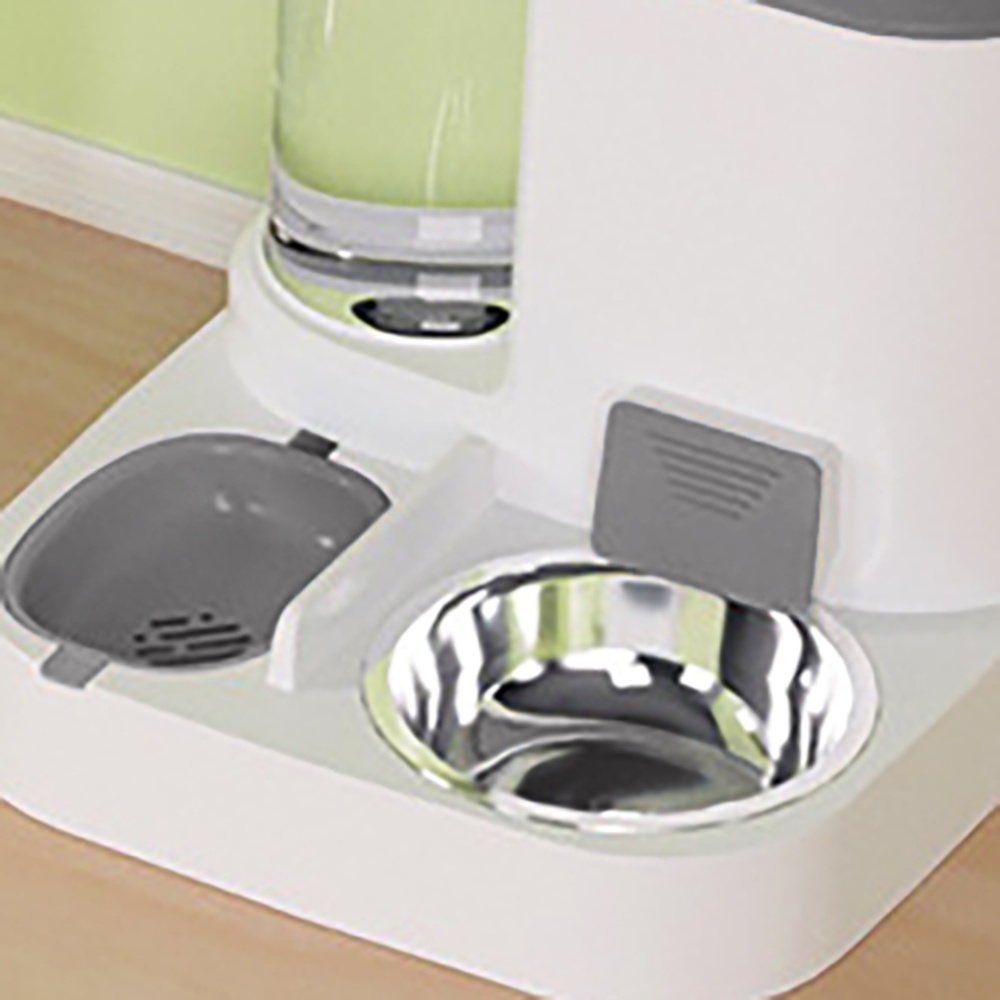 Cat Bowl Automatic Feeder With Water Dispenser Stainless Steel Ceramic Pet Food For Dog Integrated feeder gray A - Image 2