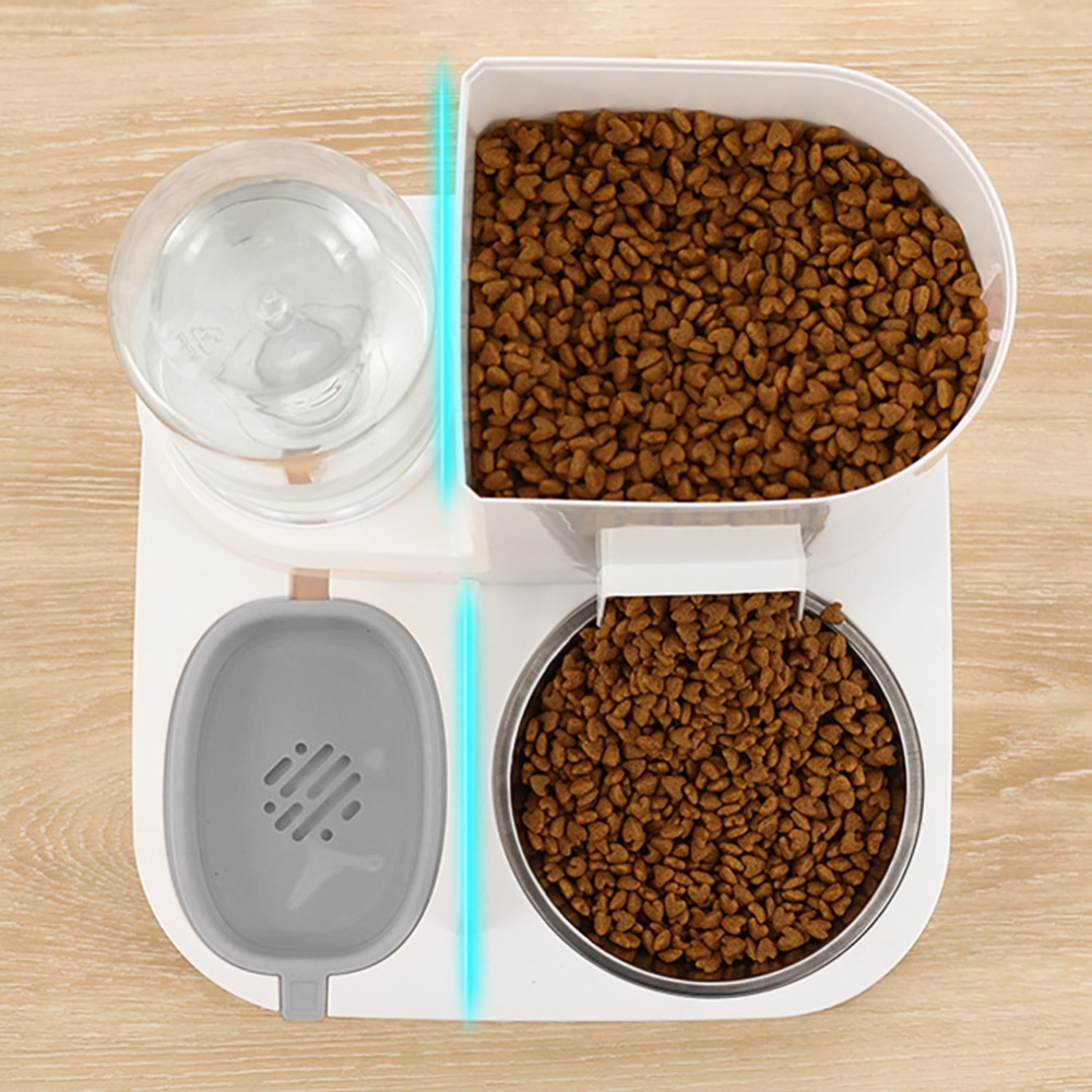 Cat Bowl Automatic Feeder With Water Dispenser Stainless Steel Ceramic Pet Food For Dog Integrated feeder gray A - Image 3