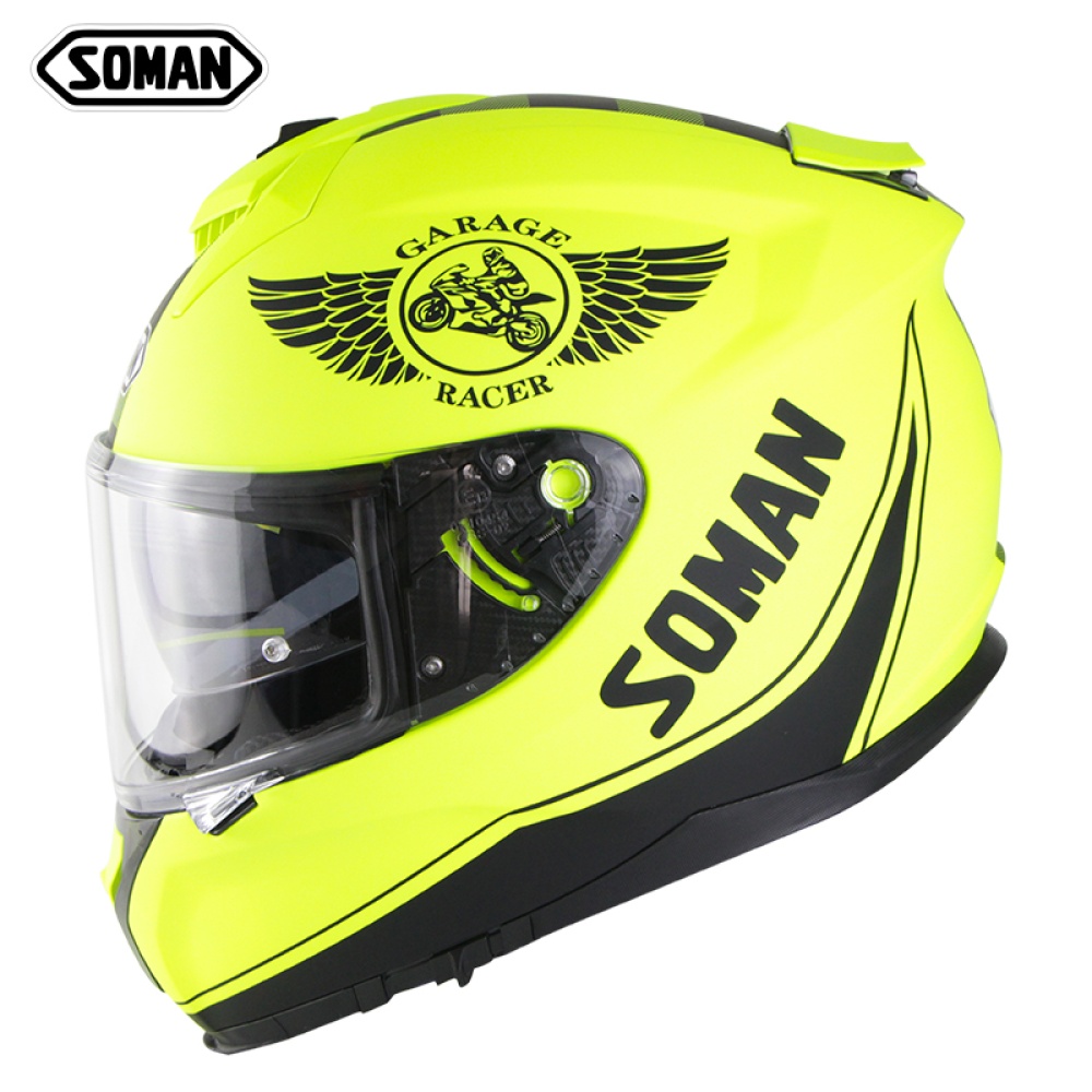 Motorcycle Helmet Riding Racing Men Women Outdoor Double Lens Full Face Ece Standard Fluorescent Yellow_L - Image 2