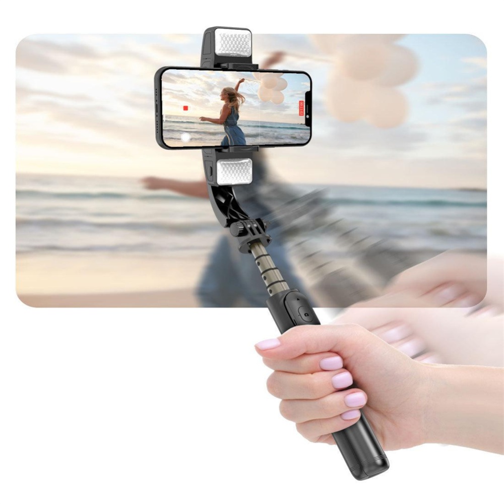 Q08 Stabilizer Smartphone Bluetooth Selfie Stick Mini Gimbal Tripod with Led Fill Light Black Handheld - Image 2