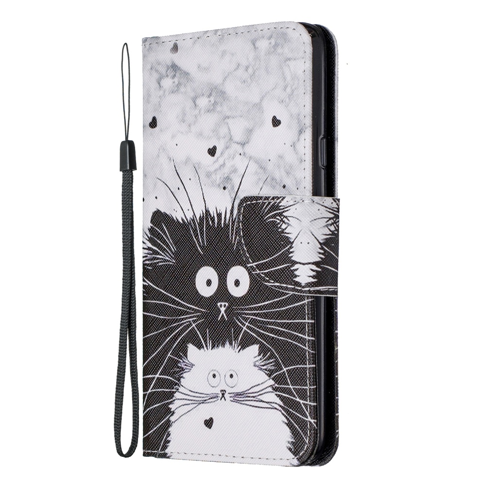 For Samsung A10S/A20S Smartphone Case PU Leather Phone Shell Lovely Cartoon Pattern Card Slots Overall Protection Blue eyes cat - Image 3