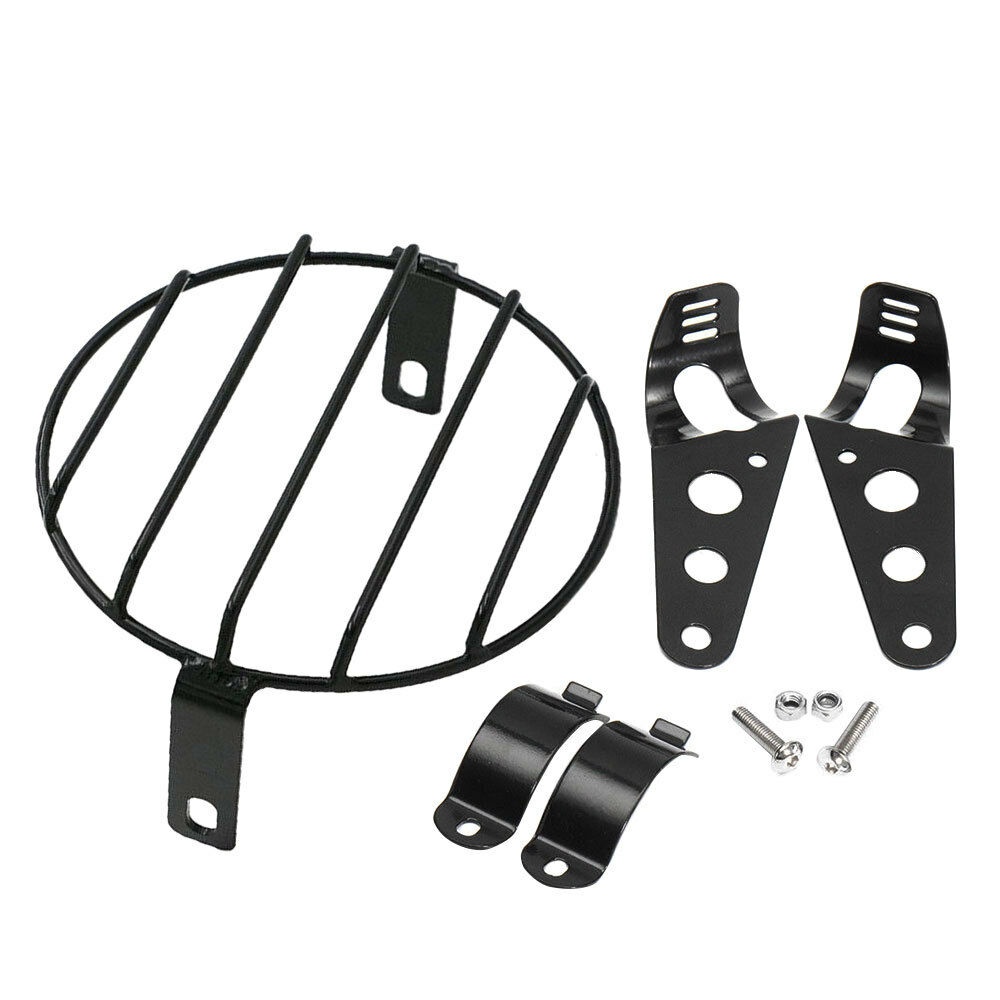 6.5 inch Retro Motorcycle Headlight Grill Side Mount Cover with Bracket - Image 3