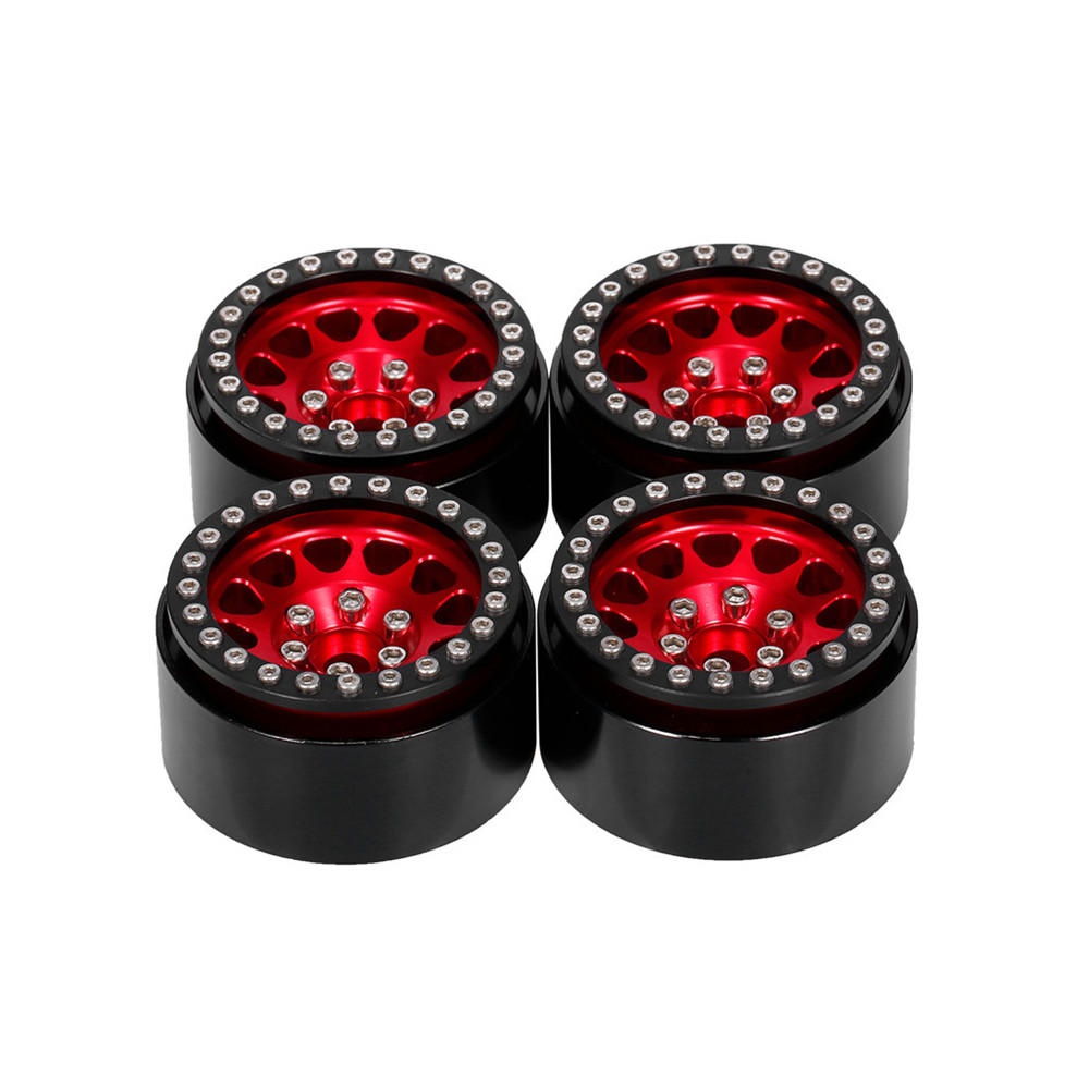 4Pcs 1.9 Inch RC Car Wheel Hub Rims for 1/10 Crawler Axial SCX10 II 90046 TRX4 D90 Black red - Image 3