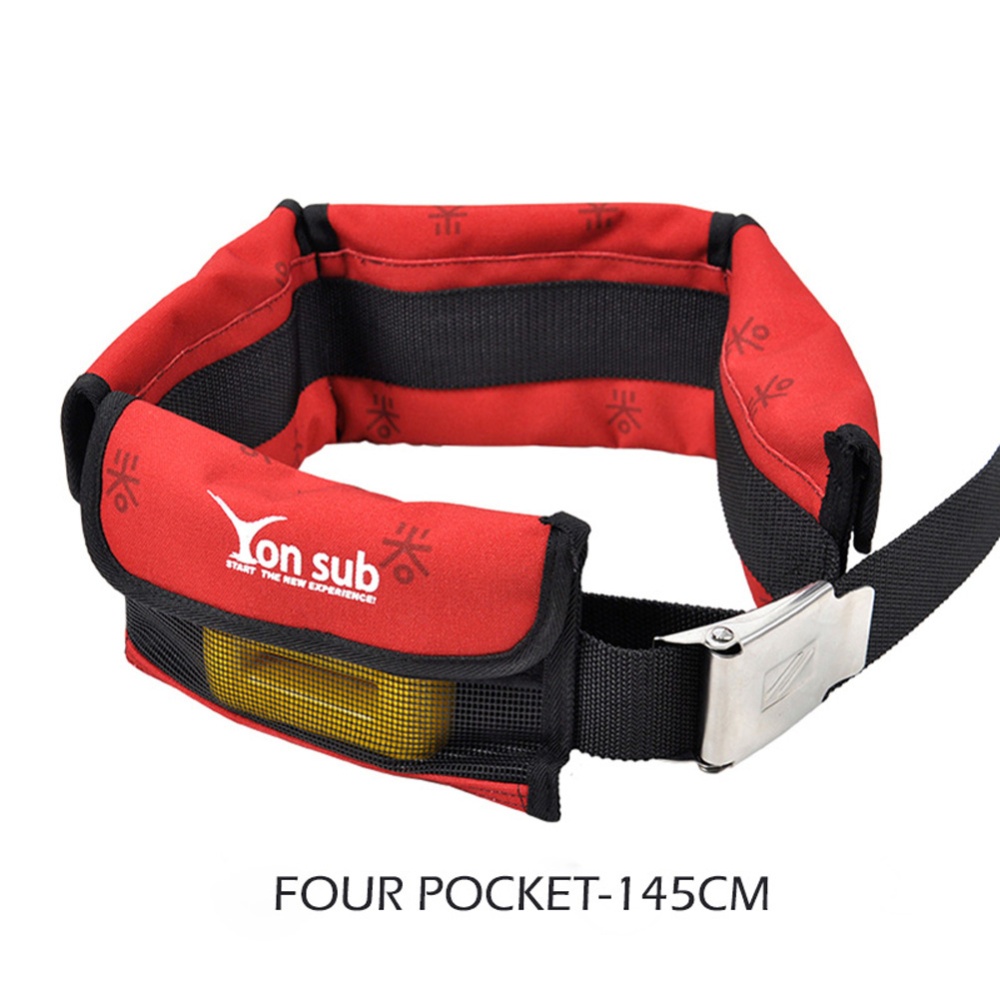 Adjustable 4/3 Pocket Diving Weight Belt With Stainless Steel Buckle Water Sport Equipment red_4 pocket models - Image 3