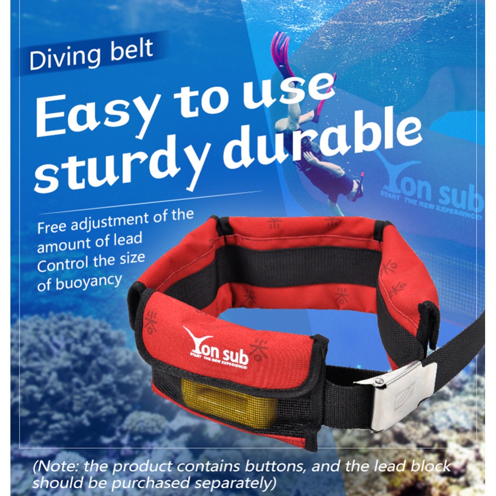 Adjustable 4/3 Pocket Diving Weight Belt With Stainless Steel Buckle Water Sport Equipment red_3 pockets - Image 3