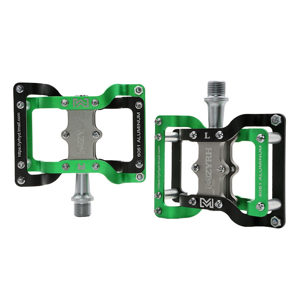 MZYRH Bicycle Pedals Ultralight Aluminum Cycling Sealed Bearing CNC Machined MTB Mountain Bike Accessories MZ-Y02 black green_Universal diam - Image 3