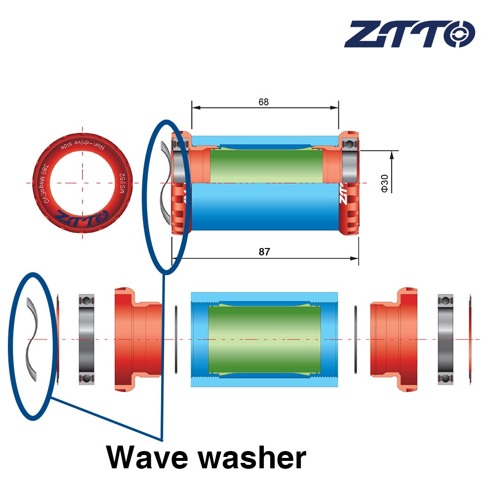 ZTTO Integrated Axle Reduction Sleeve GXP Middle Shaft Reducer Compatible with SHIMANO Exchange to SRAM Mean Axls Wave Gasket GXP_Special si - Image 2