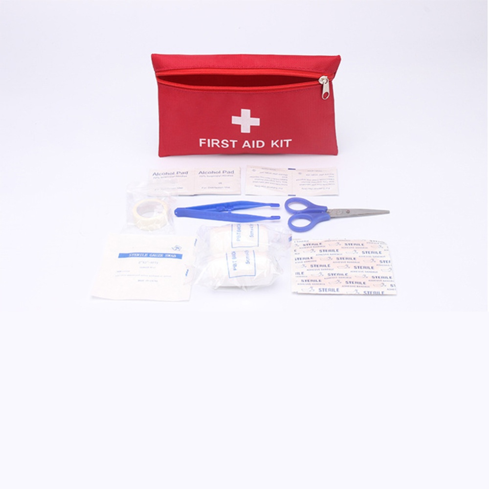 Portable Waterproof Nylon First Aid Kit For Car Home Outdoor Travel Earthquake Emergency Medical Red_13 piece set - Image 3