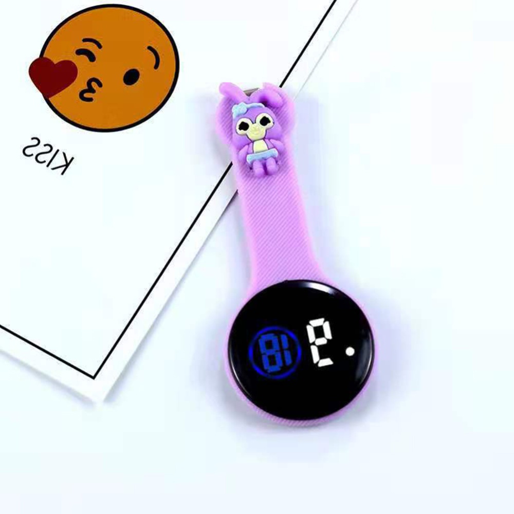 Nurse Watch Led Display Luminous Cute Cartoon Doll Clip On For Men Women Student Light Pink B - Image 2