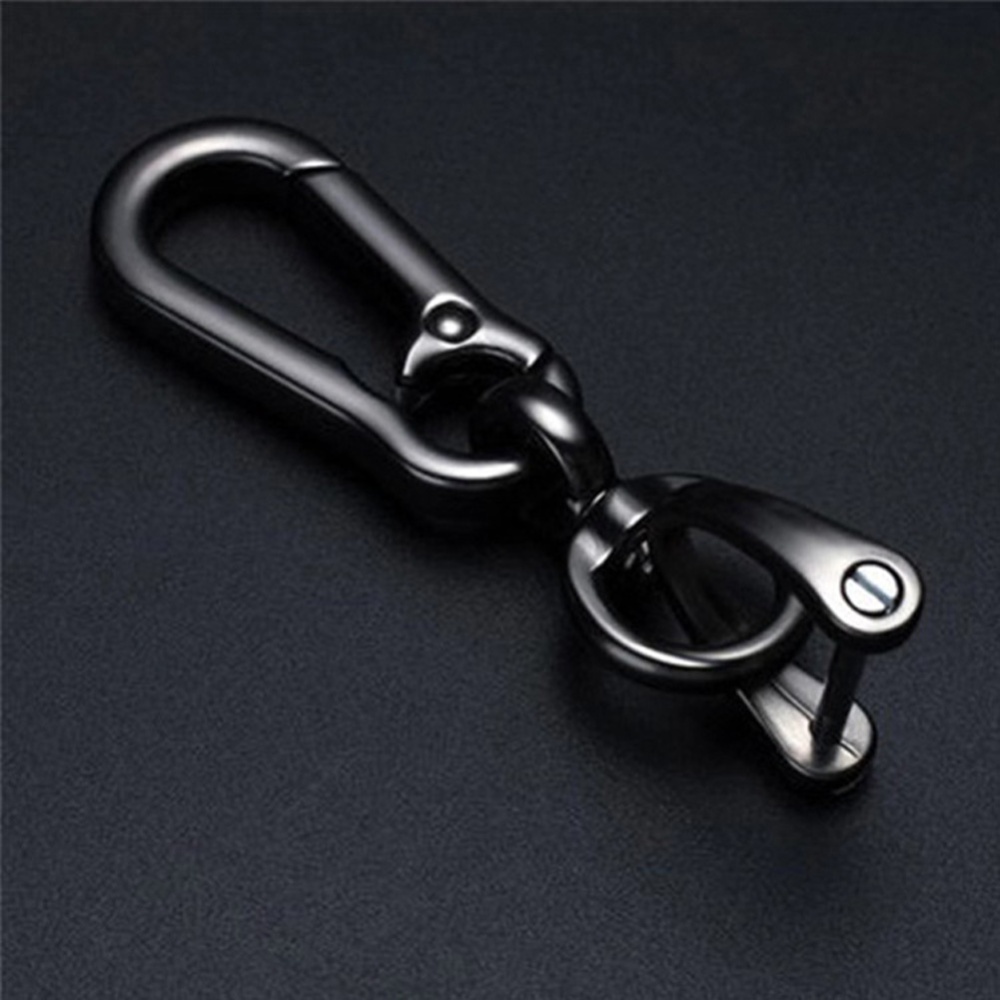 Metal Key Ring Holder Horseshoe Car Keychain Multi-function Keyring Bright black - Image 3