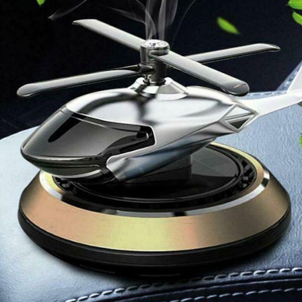 Solar Energy Rotating Helicopter Aroma Diffuser Car Air Freshener Perfume Aromatherapy Ornaments Red - Image 2