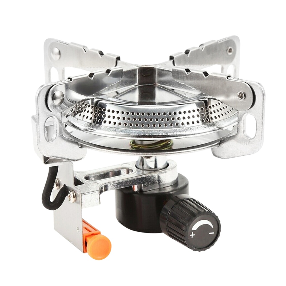 Outdoor High Power Gas Burner Portable Electronic Ignition Fire Stove for Camping Hiking Travel Silver - Image 2