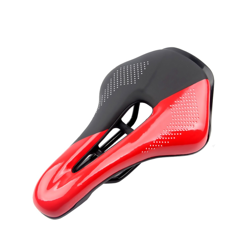 Bicycle Cushion Mountain Bike Road Seat Hollow Breathable Comfortable Saddle Black + red_24*14.8*4.5 - Image 2