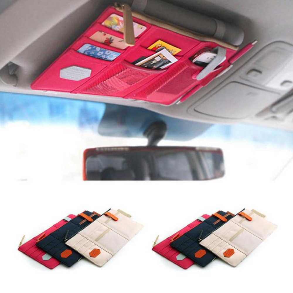 Multi-function Sun Visor Car Storage Holder Vehicle Pocket Organizer Sunshade blue - Image 2