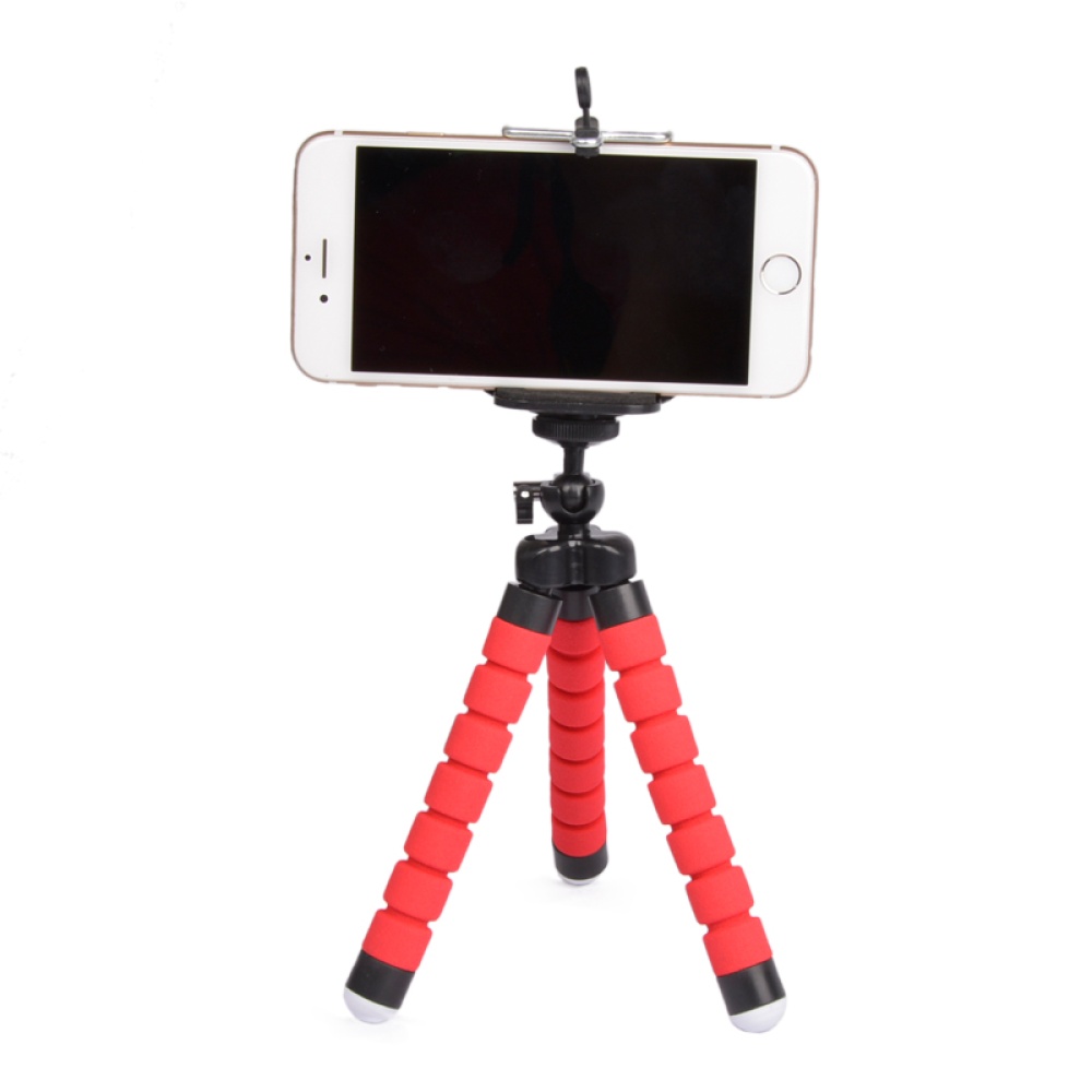 Flexible Portable Adjustable Tripod Mini Universal Octopus Leg Style Bluetooth Selfie Stick red_With remote control - Image 3