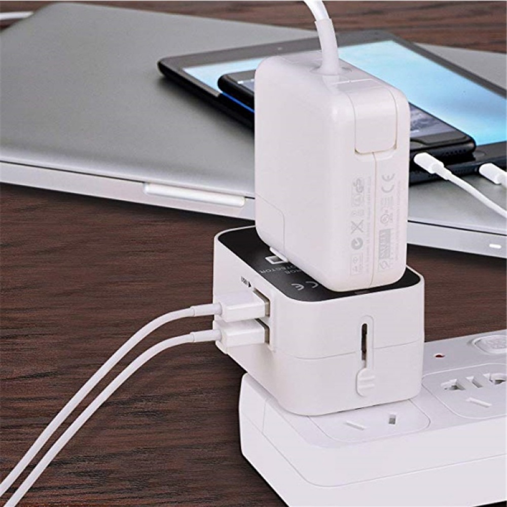 USB Charging Adapter Multifunctional UK Plug Travel Converter Suitable for iPhone iPad Samsung Bluetooth Speaker Black with white - Image 3