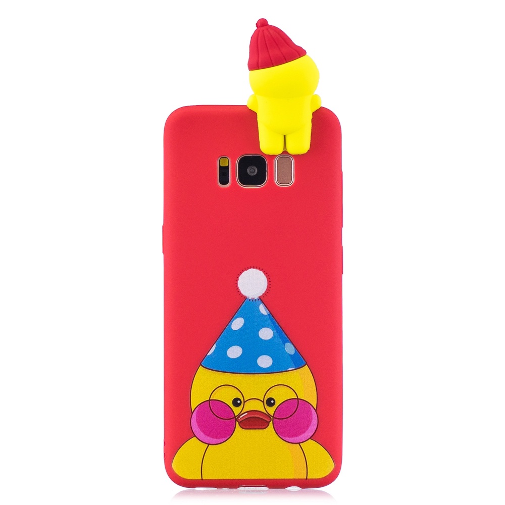 For Samsung S8 3D Cartoon Lovely Coloured Painted Soft TPU Back Cover Non-slip Shockproof Full Protective Case red - Image 3