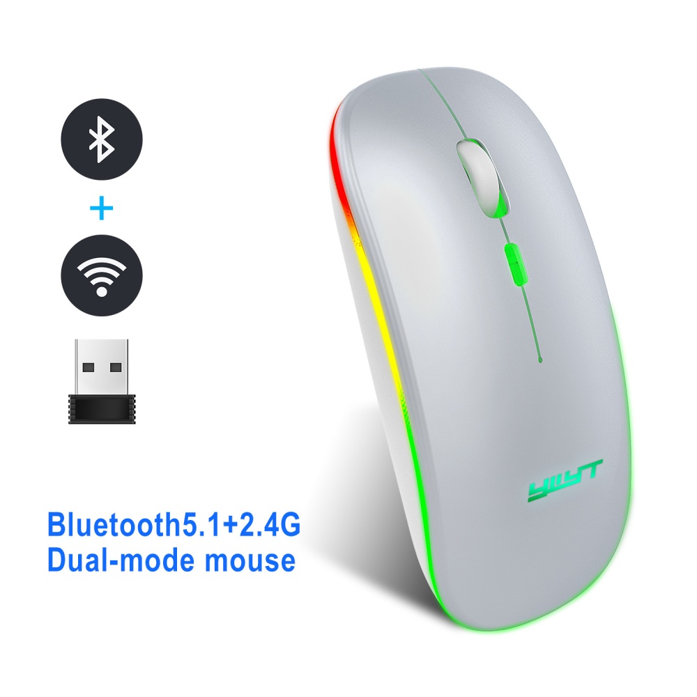 Computer Mouse G852 Rechargeable Silent Bluetooth 2.4g Dual-mode Wireless Portable For Office Silver - Image 3