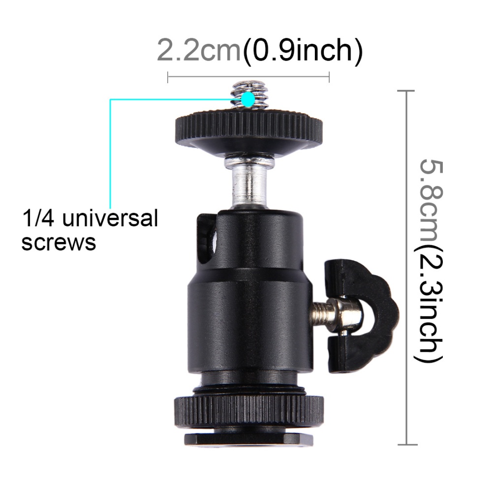 PULUZ Aluminum Rotatable Mini Tripod Ball Head 1/4"" Screw Rotary Mount Stand for Canon Nikon DSLR DV Camera black - Image 3