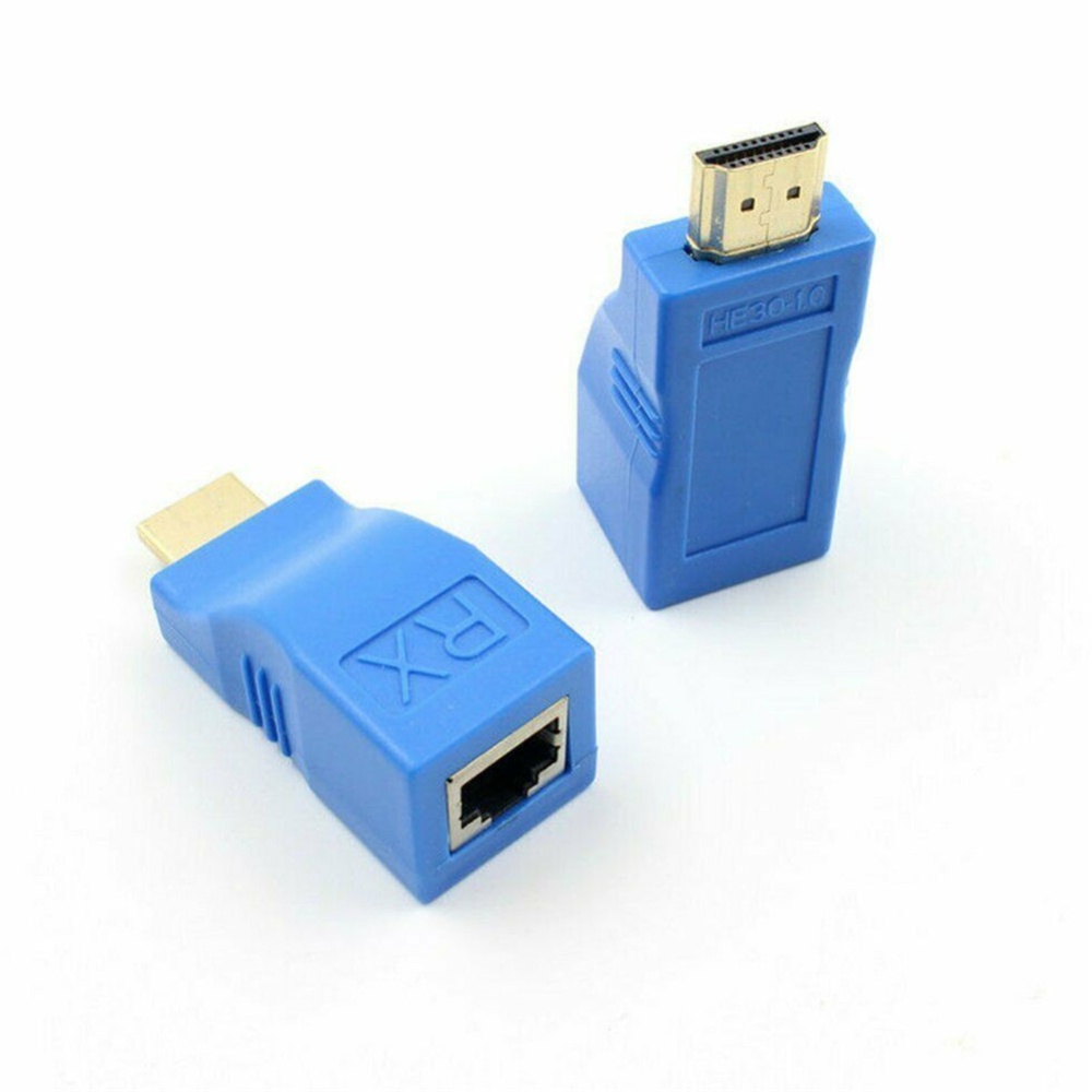 2pcs for HDMI Extender 1080P Mini CAT 5E/6 Network To RJ45 Lan Ethernet Adapter blue - Image 2