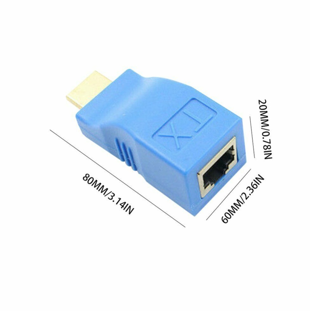 2pcs for HDMI Extender 1080P Mini CAT 5E/6 Network To RJ45 Lan Ethernet Adapter blue - Image 3