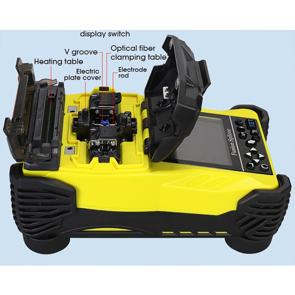 Mini Optical Fiber Fusion Splicer Components + Plastic Metal (38x22x28cm) Aua-15f With High-speed Image Processing Technology (Yellow, US pl - Image 3