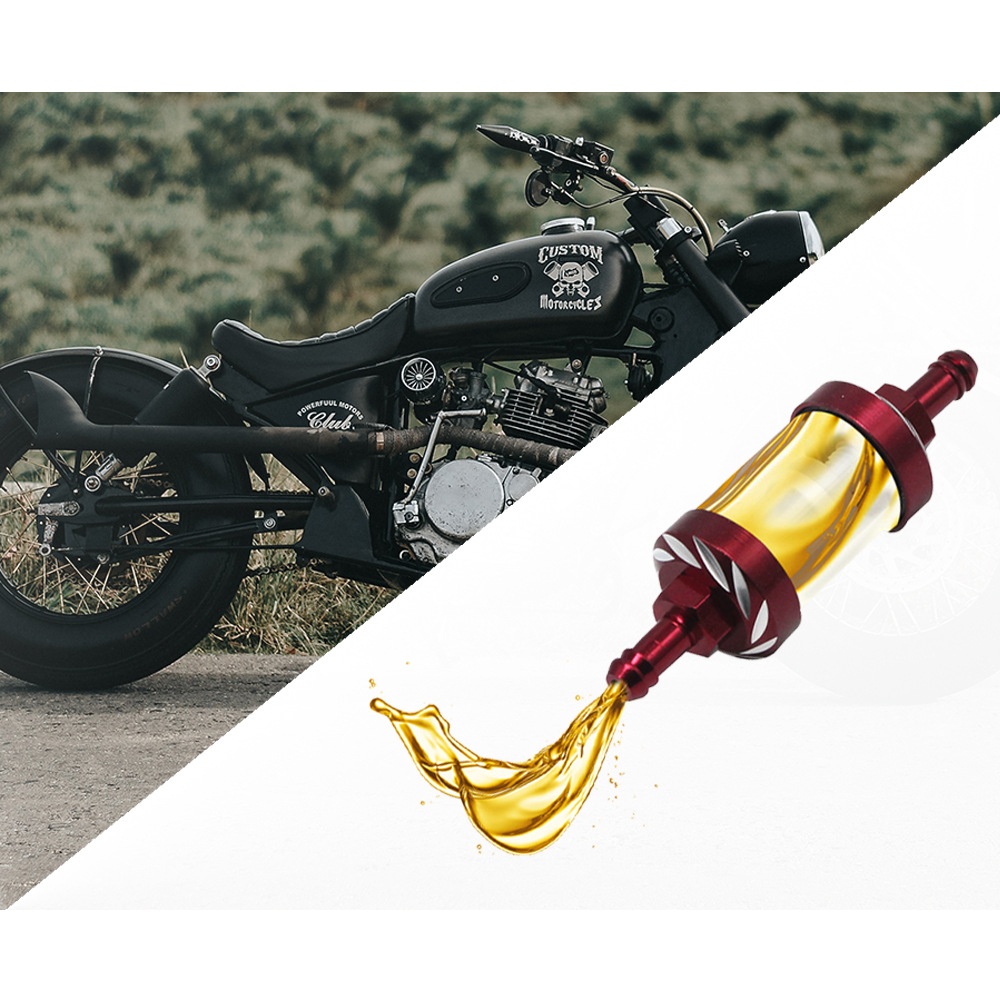 8mm CNC Aluminum Alloy Glass Motorcycle Gas Fuel Gasoline Oil Filter Moto Accessories gold - Image 2