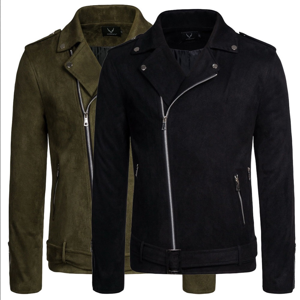 Men's Jackets Autumn Diagonal Zipper Solid Color Lapel Casual Jacket Black _3XL - Image 3