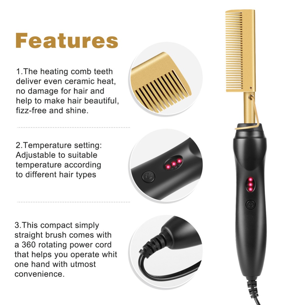 Curling Comb Wet Dry Dual-use Household Electric Iron Straight Hair Perm Styling Tool EU plug - Image 2