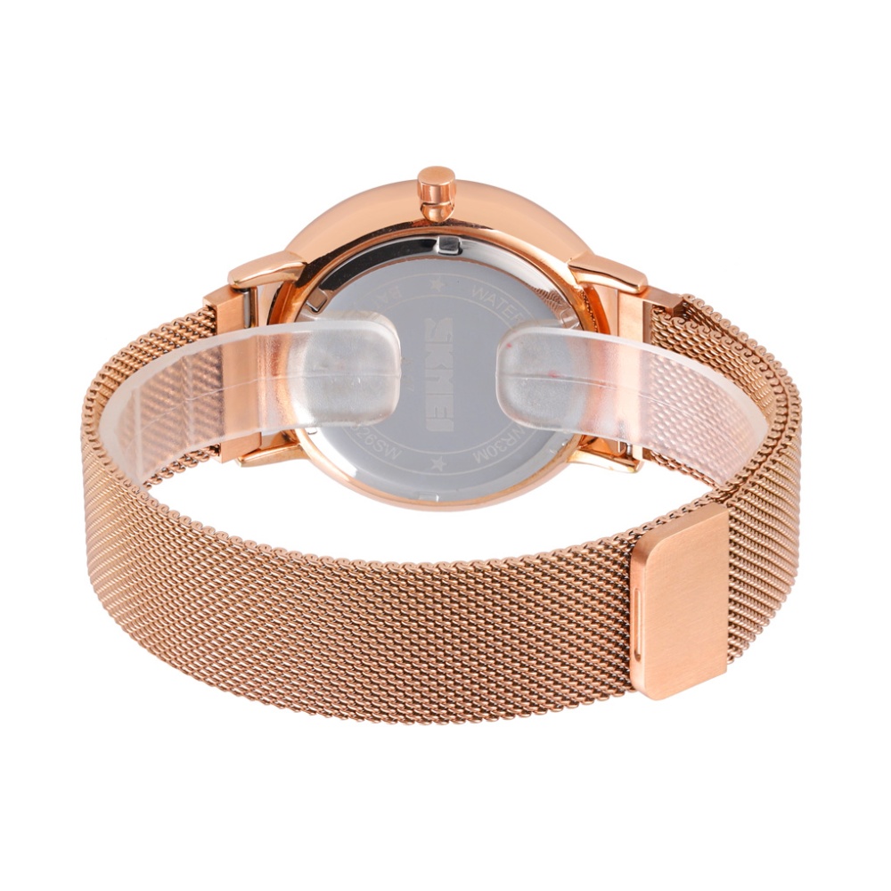 SKMEI Magnetic Buckle Quartz Wrist Watch Fashion Waterproof No-scale No Second Hand With Stainless Steel Band Rose Gold case Blue dial - Image 2