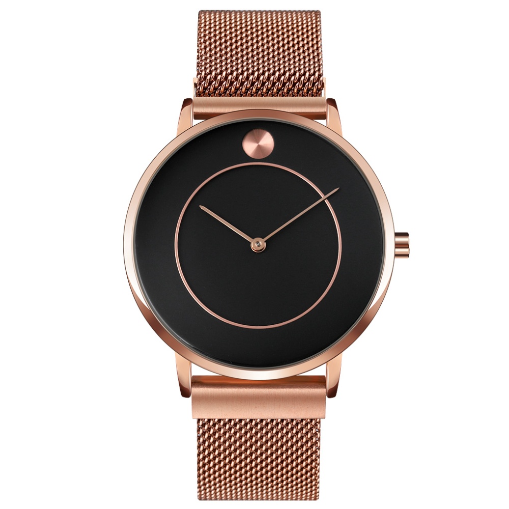 SKMEI Magnetic Buckle Quartz Wrist Watch Fashion Waterproof No-scale No Second Hand With Stainless Steel Band Rose Gold case Black dial - Image 3