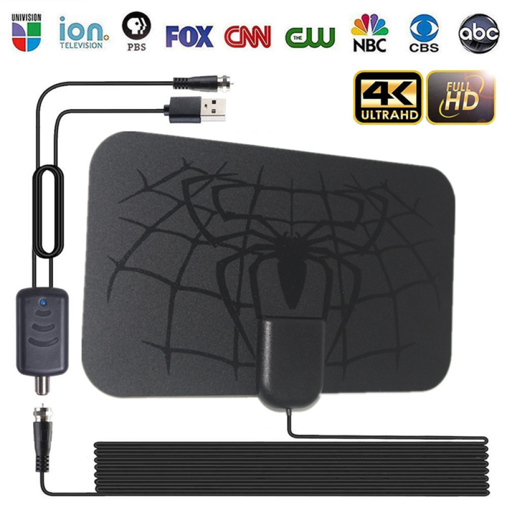 Digital Indoor Antenna Spider Pattern Full HD TV Local Channels Amplifier Signal Booster HDTV Satellite Receiver black - Image 2