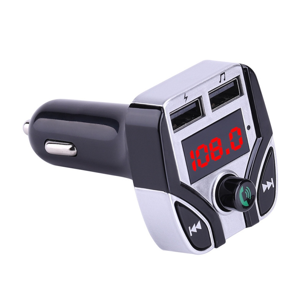 Car MP3 Player FM Transmitter Multifunction Hands-free Call Bluetooth USB Charger TF Card Support Silver - Image 2