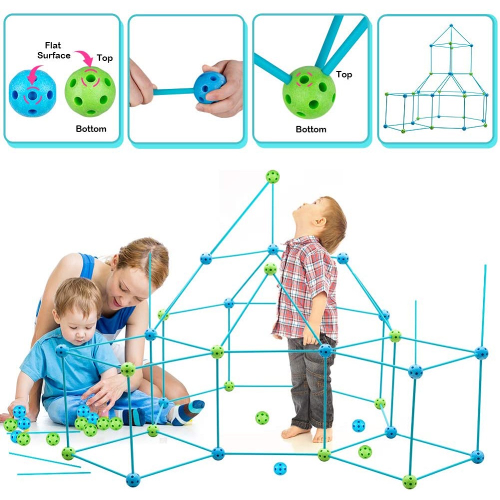 Kids Construction Fort Building Kit Build Making Kits Toys for Boys Girls DIY Castles Tunnels Tent Rocket Tower No tent cloth - Image 3