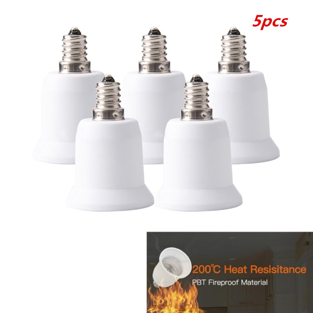 5pcs E12 to E26/E27 White Lamp Holder Exquisite Converter Light Bulb Base for Home Office Supplies white - Image 2