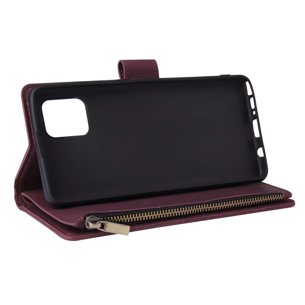 For Samsung NOTE 10 Lite Case Smartphone Shell Wallet Design Zipper Closure Overall Protection Cellphone Cover 5 wine red - Image 3