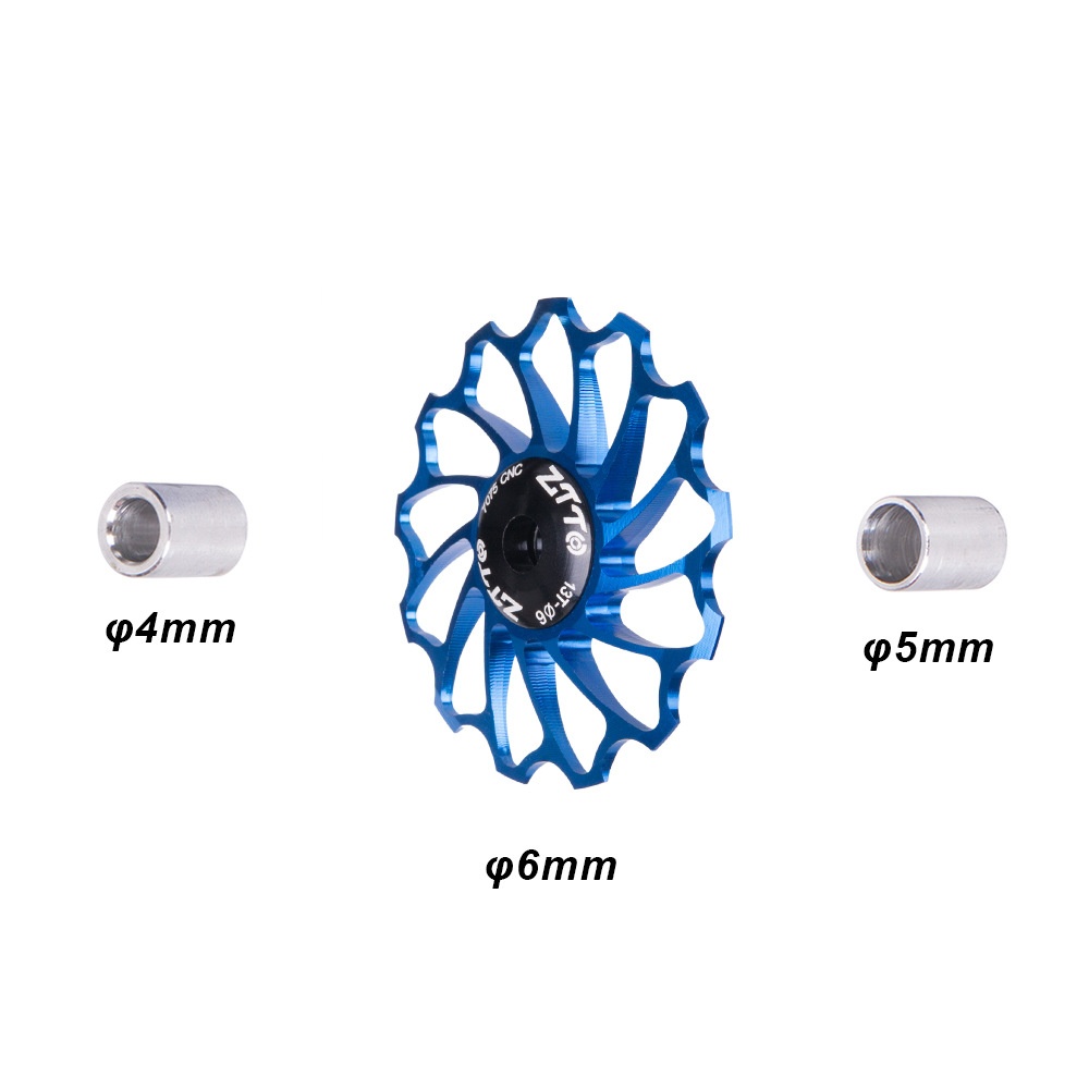 13T Mountain Bicycle Speed Regulator Aluminium Alloy Ceramic Bearing Rear Derailleur Guide Wheel Tooth Tension blue - Image 3