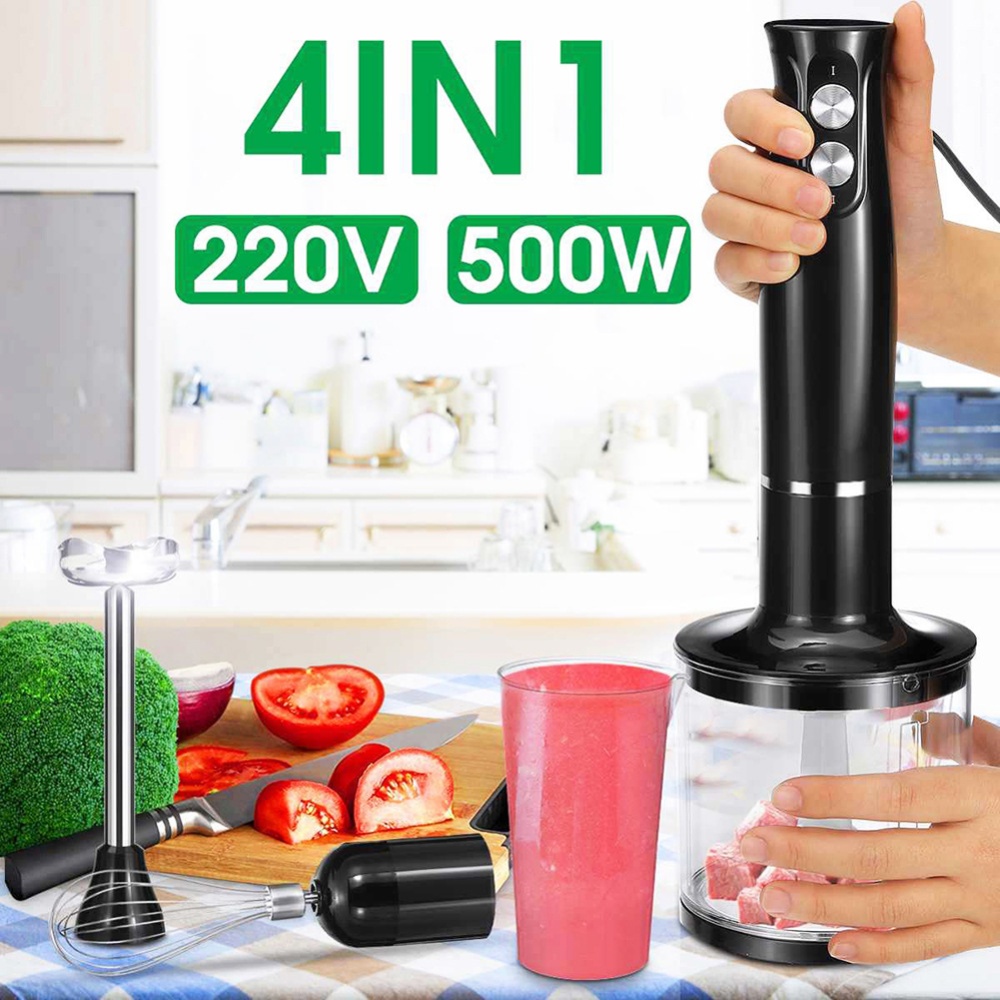 4-in-1 2 Speeds Handheld Immersion Hand Blender Set with Mixing Beaker Chopper Whisk for Smoothies US Plug - Image 2