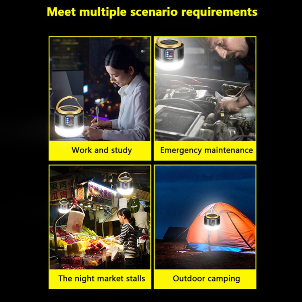 280w Smd5730 Solar Tent Light Led Bulb Usb Rechargeable Camping Outdoor Waterproof Emergency Night Market Lamp as shown - Image 3