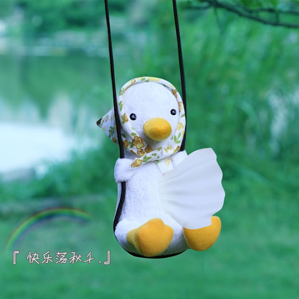 Plush PP Cotton Car Tissue Box Hanging Creative Doll Bag Backrest Armrest White Duck - Image 2